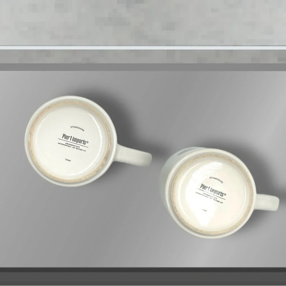Pier 1 Imports His and Her Better Half 12 Oz Tea / Coffee Mug Set of 2